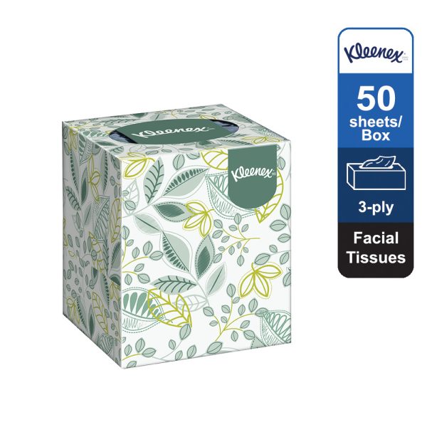 Kleenex® Facial Tissues Cube 17742 - White, (1 Box x 50 sheets) & 3 ply